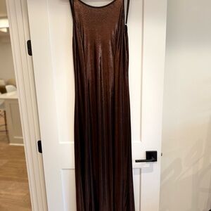 Shimmery Brown Maxi Slip Dress